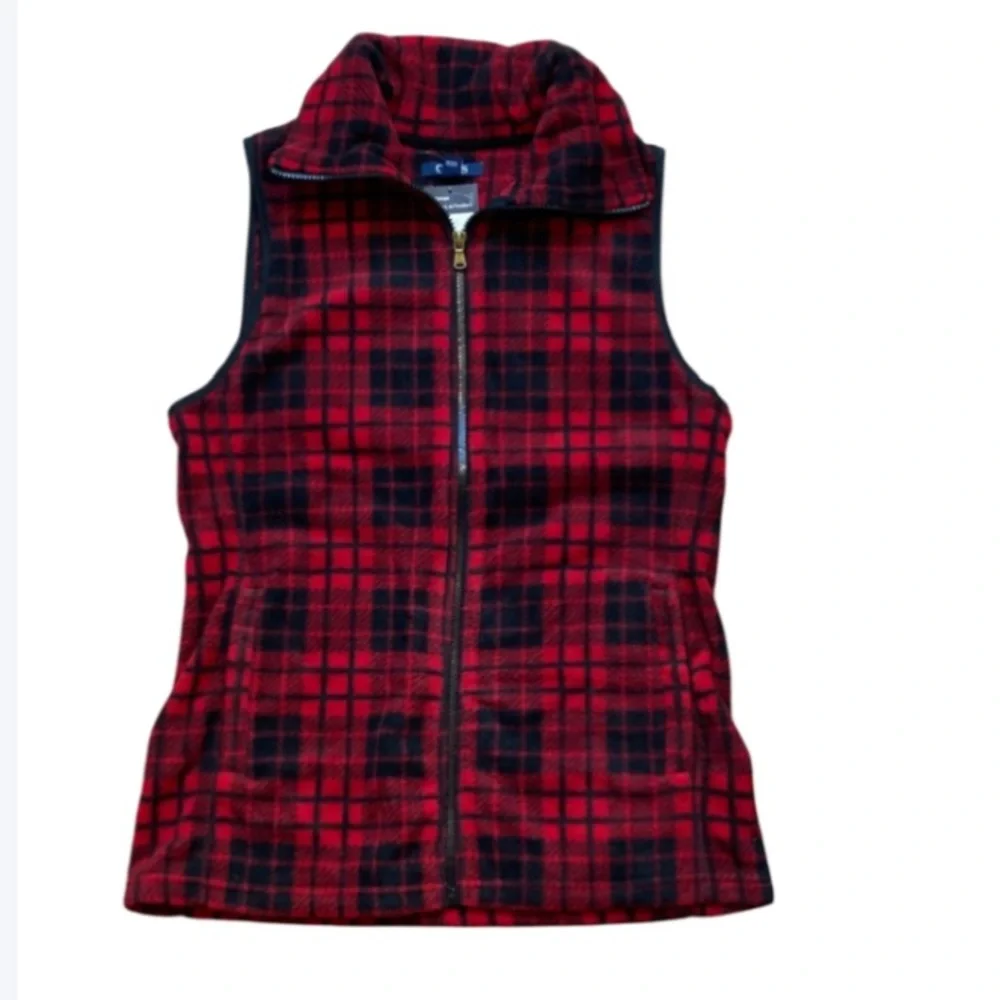 Chaps vest fleece checkered plaid print zip front vest with pockets S - Picture 17 of 17